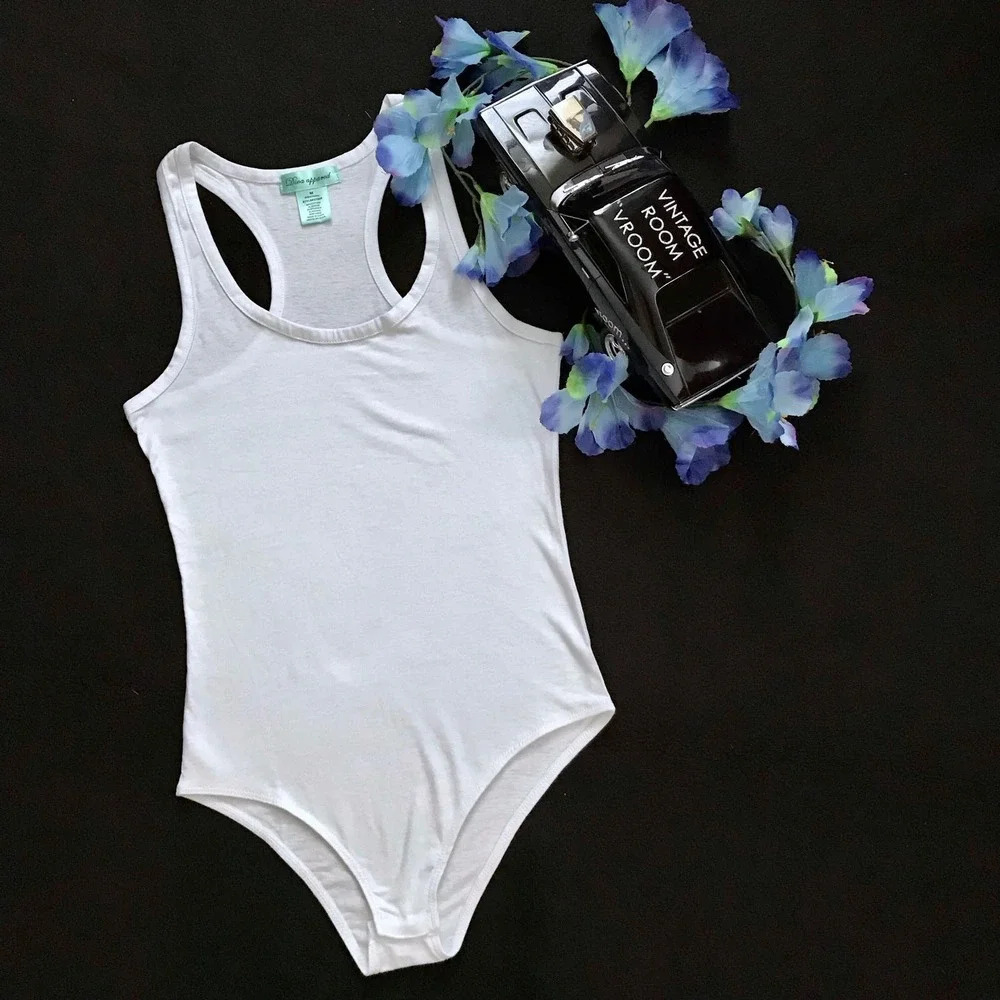 Diva Appared NWOT White Sleeveless Bodysuit Juniors/Women M